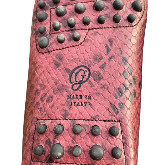 M Gemi Italian Printed Leather Wine & Black Driving Moccasins Size EU 38 US7 - Picture 14 of 16